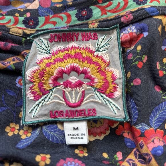 Johnny Was Womens Top Medium Cruz V Neck Swing Tunic Mixed Print Bamboo - Picture 5 of 11
